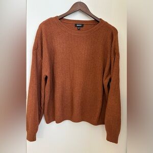 DKNY Women's Crew Neck Sweater - Warm Rust Size: XXL Preloved Pre-owned